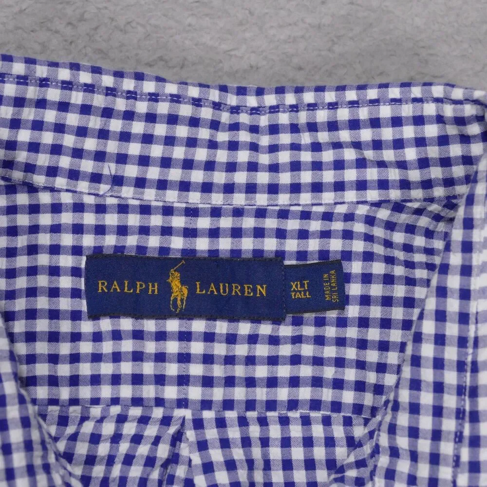 Polo Ralph Lauren Seersucker Button Down Shirt Mens XLT Blue Check